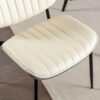 Dining Chairs Mid-Century Modern Retro Faux Leather Chair With Walnut Bentwood Back Upholstered Seat Metal Legs Adjustable Foot For Kitchen Dining Room Chairs (Set of 2) - Beige - Image 12
