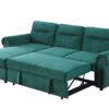 Ashton - Velvet Fabric Reversible Sleeper Sectional Sofa Chaise - Green - Image 5