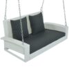 2 Person Wicker Hanging Porch Swing With Chains, Cushion, Pillow, Rattan Swing Bench For Garden, Backyard - White / Gray - Image 14