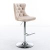 Swivel Velvet Barstools Adjusatble Seat Height From 25-33", Modern Upholstered Chrome Base Bar Stools With Backs Comfortable Tufted For Home Pub And Kitchen Island (Set of 2) - Beige - Image 5