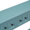 Rustic Entryway Console Table Long Sofa Table With Two Different Size Drawers And Bottom Shelf For Storage - Turquoise Green - Image 15