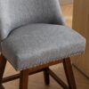 Counter Height Swivel Barstools, 26'' H Seat Height Upholstered Bar Stools (Set of 2), Fabric - Gray - Image 10