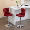 Swivel Velvet Barstools Adjusatble Seat Height From 25-33", Chrome Base Bar Stools With Backs Comfortable Tufted For Home Pub And Kitchen Island, 1712Wr (Set of 2) - Wine Red / Burgundy - Image 17