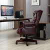 Executive Office Chair, High Back Reclining Comfortable Desk Chair With Smooth Glide Caster Wheels - Burgundy - Image 3
