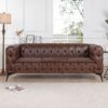 84.06" Width Traditional Square Arm Removable Cushion 3 Seater Sofa - Dark Brown - Image 19