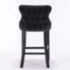 Contemporary Velvet Upholstered Wing-Back Barstools With Button Tufted Decoration And Wooden Legs, And Chrome Nailhead Trim, Leisure Style Bar Chairs, Bar Stools (Set of 4) - Black - Image 8