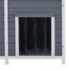 Large Wooden Dog House Outdoor / Indoor Dog Crate, Cabin Style, With Porch, 2 Doors - Gray / Green - Image 10