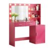 Vanity Desk With Mirror And Lights, 46.4In Dressing Table With 2 Large Drawer & Large Vertical Organizer, 3 Level Dresser & 3 Lighting Modes Adjustable Brightness, Suitable For Bedroom - Rose Pink - Image 3