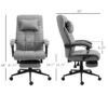 Vinsetto - Executive Linen-Feel Fabric Office Chair High Back Swivel Task Chair With Adjustable Height Upholstered Retractable Footrest, Headrest And Padded Armrest - Light Gray - Image 7