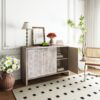 Accent Cabinet Farmhouse Style 3 Door Wooden Cabinet Sideboard Buffet Server Cabinet Storage Cabinet, For Living Room, Entryway, Hallway, Office, Kitchen And Dining Room - Natural Wood Wash - Image 4