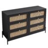 Modern Cannage Rattan Wood Closet 6 Drawer Dresser Wood Storage Cabinet Sideboard For Bedroom, Living Room, Entryway, Hallway - Black - Image 5