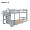 Twin Over Twin Floor Bunk Bed, Ladder With Storage - Gray - Image 6