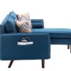 Mia - Sectional Sofa Chaise With USB Charger And Pillows - Blue - Image 3
