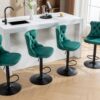 Swivel Velvet Barstools Adjusatble Seat Height, Modern Upholstered Bar Stools With Backs Comfortable Tufted For Home Pub And Kitchen Island (Set of 2) - Green - Image 21