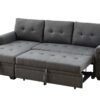 Destiny - Linen Reversible Sleeper Sectional Sofa With Storage Chaise - Dark Gray - Image 2