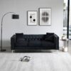 Modern Sofa Jeweled Buttons Tufted Square Arm Couch, 2 Pillows Included - Black - Image 15