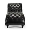 Tufted Armless Chaise Lounge - Black - Image 2