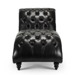 Tufted Armless Chaise Lounge - Black