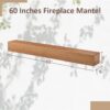 60'' Fireplace Mantel Wooden Wall Mounted Floating Shelf 8" Deep Solid Pine Wood - Natural - Image 2