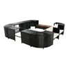 Spa Surround Spa Frame Quadrilateral Outdoor Rattan Sectional Sofa Set With Mini Sofa, Wooden Seats And Storage Spaces - Beige - Image 21