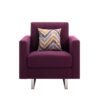 Victoria - Linen Fabric Armchair With Metal Legs, Side Pockets, And Pillow - Purple - Image 3