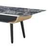 Landon - Table With Glass Black Marble Texture Top And Bent Wood Design - Coffee - Image 5