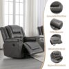 2 Seater Home Theater Recliner Manual Recliner Chair With A Storage Box And Two Cup Holders For Living Room - Gray - Image 4