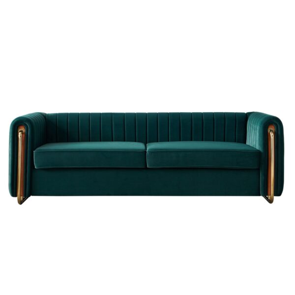 Contemporary Velvet Sofa Couch For Living Room - Green