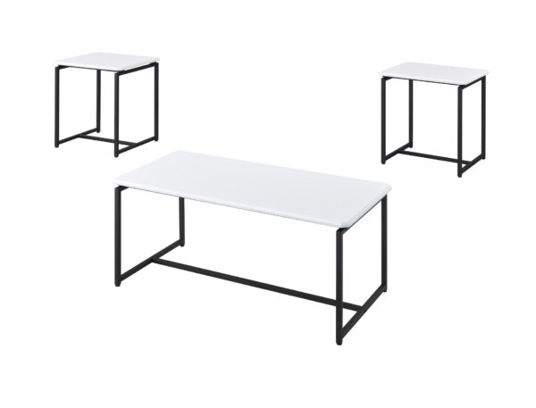 GT - 3 Piece Carbon Fiber Wrap Coffee Table And End Table (Set of 3) - White