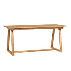 Contemporary Solid Wood Slat Top Patio Dining Table - Natural