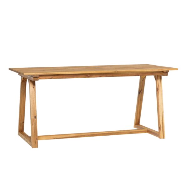 Contemporary Solid Wood Slat Top Patio Dining Table - Natural
