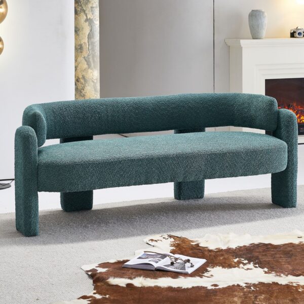 75.59" Wide Boucle Upholstery Modern Sofa For Living Room - Green
