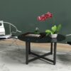 Round Whole Coffee Table, Clear Coffee Table,Modern Side Center Tables For Living Room, Living Room Furniture - Black - Image 7