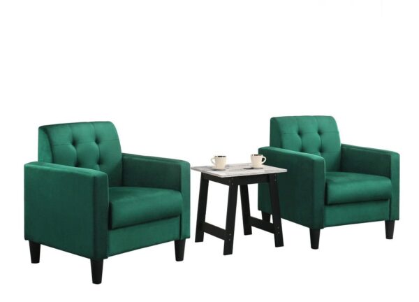 Hale - Velvet Armchairs And End Table Living Room (Set of 3) - Green