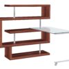 Buck II - Clear Glass, Chrome High Gloss Writing Desk With Shelf - Walnut - Image 10