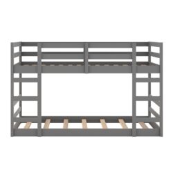 Twin Over Twin Bunk Bed With Ladder - Gray