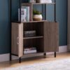 Six Shelf Modern Bookcase With Two Door Storage Cabinet With Two Shelves - Brown / Black - Image 2