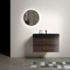 Alice - 36" Bathroom Vanity With Sink, Large Storage Wall Mounted Floating Bathroom Vanity For Modern Bathroom, One-Piece Sink Basin Without Drain And Faucet - Walnut / Black - Image 2
