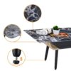 Landon - Table With Glass Black Marble Texture Top And Bent Wood Design - Coffee - Image 2