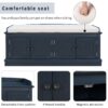 Storage Bench With 4 Doors And Adjustable Shelves, Shoe Bench With Removable Cushion For Living Room, Entryway - Antique Navy - Image 4