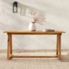 Contemporary Solid Wood Slat Top Patio Dining Table - Natural - Image 5