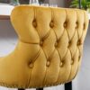 Contemporary Velvet Upholstered Wing-Back Barstools With Button Tufted Decoration And Wooden Legs, And Chrome Nailhead Trim, Leisure Style Bar Chairs, Bar Stools (Set of 4) - Gold - Image 9