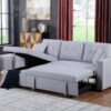 Dennis - Linen Fabric Reversible Sleeper Sectional With Storage Chaise And 2 Stools - Light Gray - Image 7