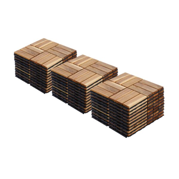 30 Piece Interlocking Deck Tiles Checker Pattern, Square Acacia Hardwood Outdoor Flooring For Patio, Bancony, Pool Side - Yellow