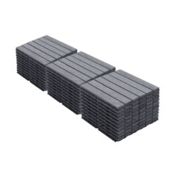 30 Piece Interlocking Deck Tiles Striped Pattern, Square Acacia Hardwood Outdoor Flooring For Patio, Bancony, Pool Side - Light Gray