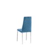 Modern Simple Style Dining Chair Fabric Chrome Metal Pipe Diamond Grid Pattern Restaurant Home Conference Chair (Set of 6) - Light Blue - Image 9