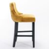Contemporary Velvet Upholstered Wing-Back Barstools With Button Tufted Decoration And Wooden Legs, And Chrome Nailhead Trim, Leisure Style Bar Chairs, Bar Stools (Set of 4) - Gold - Image 5