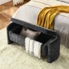 Ottoman Oval Storage Bench Chenille Bench With Large Storage Space For The Living Room, Entryway And Bedroom - Gray - Image 4