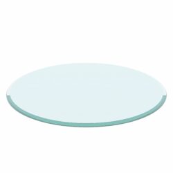 24" Round Tempered Glass Table Top Clear Glass 1 / 2" Thick Beveled Polished Edge - Transparent