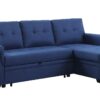 Lucca - Linen Reversible Sleeper Sectional Sofa With Storage Chaise - Blue - Image 3